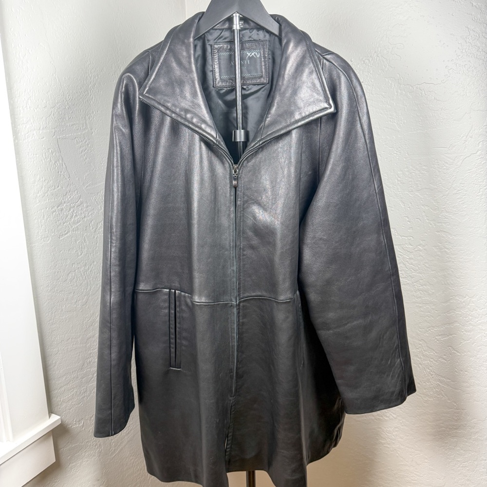 Avanti New York Black Butter Soft Leather Zip Front Jacket Plus Size 1X
